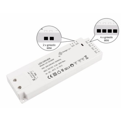 Блок питания LED model LD 30W 12VDC, без проводов, 6 мини-гнезд арт.TRA-LD-30W-T-01