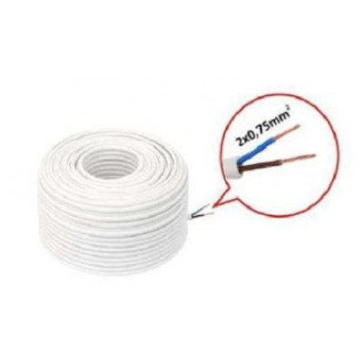 Провод 230V AC, 2x0,75mm2, бухта 100 м, белый арт.PRZ-MET-2X0,75BIA