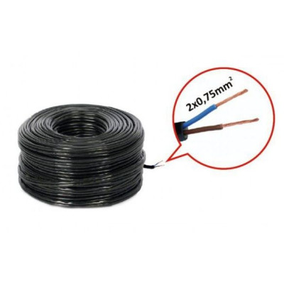 Провод 230V AC, 2x0,75mm2, бухта 100 м, черный арт.PRZ-MET-2X0,75CZARNY