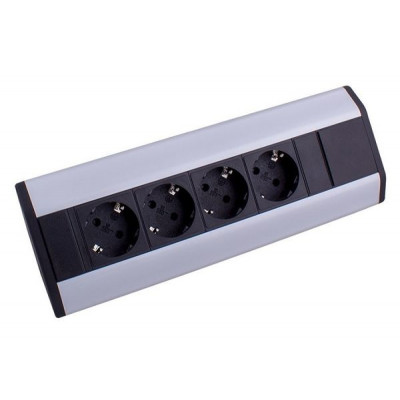 Удлинитель CORNER BOX 4xSchuco(розетка), алюм, провод 1,8 м арт.CORNERBOX-ALU-4DE