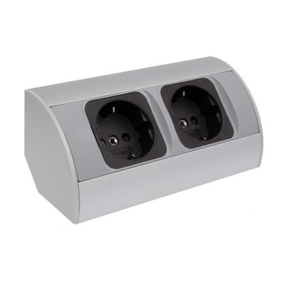 Розетка CORNER BOX 2xSchuco(розетка) арт.CORNER-ALU-2G-DE-1