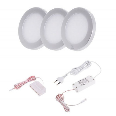 Комплект светильник LED (SENSO 2 шт., SENSO MASTER 1шт.) 3000К, блок питания арт.ZSENS-M-3P-AL-30K-01W